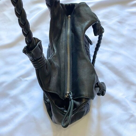 LOCKHEART BLACK BRAIDED LEATHER HANDLE TOTE BAG - OS - Picture 6 of 9